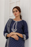 LBD-02867 | Blue & Silver | Casual Plus 3 Piece Suit | Cotton Viscose Filament Jacquard