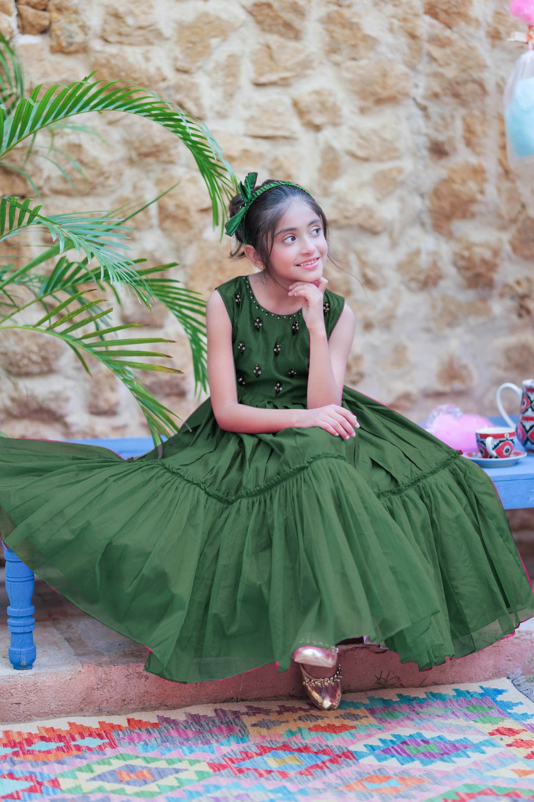 KDD-03096 | Bottle Green | Formal 3 Piece Suit | Viscose Chambray Katan