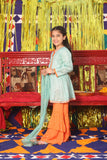 Formal 3 Piece Suit | Pure Banarsi  Viscose Checks | Sea Green & Orange | KDD-01812