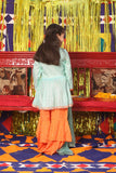Formal 3 Piece Suit | Pure Banarsi  Viscose Checks | Sea Green & Orange | KDD-01812