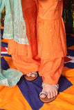 Formal 3 Piece Suit | Pure Banarsi  Viscose Checks | Sea Green & Orange | KDD-01812