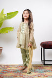 Kids formal clothes | Green & Gold | Formal 3 Piece Suit | Banarsi Masuri | KDD-03158