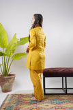 Girls Eid Dress | Mustard & Multicolor | Casual 2 Piece Suit  | Cotton Plain Cambric | GAC-03277