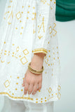 Kids Casual Dress | White & Gold | Casual Plus 3 Piece Suit | Cotton Lawn Glitter Print | KBD-03513