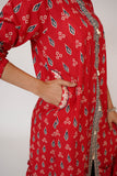 Women Eid Dress | Red & Multicolor | Casual Maxi | Cotton Lawn Printed | LAA-03503