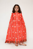Kids Casual Maxi  | Peach & Multicolor | Casual Maxi | Cotton Lawn Printed | KAA-03483