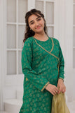 GBD-03057 | Turquoise Green & Golden | Casual Plus 3 Piece Suit | Cotton Jacquard
