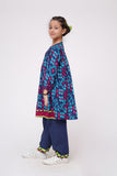 Kids Winter dress | Blue & Multicolor | Casual 3 Piece Suit | Cotton Khaddar Printed | KAD-03644