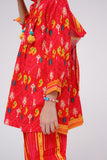 Kids Winter dress | Red & Multicolor | Casual 3 Piece Suit | Cotton Khaddar Printed | KAD-03630