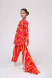 Kids Winter dress | Red & Multicolor | Casual 3 Piece Suit | Cotton Khaddar Printed | KAD-03630