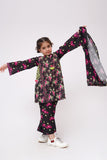 Kids Winter dress | Black & Multicolor | Casual 3 Piece Suit | Cotton Khaddar Printed | KAD-03629
