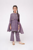 Kids Winter dress | Purple & Gold | Casual 3 Piece Suit | Cotton Gold Dobby Karandi | KAD-03659