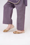 Kids Winter dress | Purple & Gold | Casual 3 Piece Suit | Cotton Gold Dobby Karandi | KAD-03659