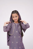 Kids Winter dress | Purple & Gold | Casual 3 Piece Suit | Cotton Gold Dobby Karandi | KAD-03659