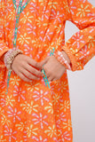 Kids Winter dress | Orange & Multicolor | Casual 2 Piece Suit | Cotton Khaddar Print | KAC-03583