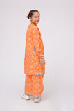 Kids Winter dress | Orange & Multicolor | Casual 2 Piece Suit | Cotton Khaddar Print | KAC-03583
