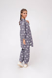 Girls Winter Dress | Grey & White | Casual 2 Piece Suit  |  Denim Jacquard | GAC-03575