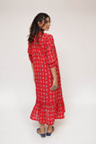 Women Eid Dress | Red & Multicolor | Casual Maxi | Cotton Lawn Printed | LAA-03503
