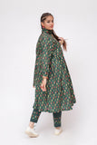 Girls Winter Dress | Bottle Green & Multicolor | Casual 3 Piece Suit  | Cotton Khaddar Printed | GAD-03648