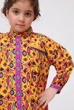 Kids Winter dress | Yellow & Multicolor | Casual 3 Piece Suit | Cotton Khaddar Printed | KAD-03643