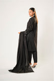 Women winter clothes | Black & Silver | Casual 3 Piece Suit | Cotton Karandi Dobby  | LAD-03210