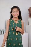 Kids formal clothes | Green & Multicolor | Formal 3 Piece Suit | Cotton Digital Print By Organza | KDD-02995