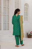 GBD-03057 | Turquoise Green & Golden | Casual Plus 3 Piece Suit | Cotton Jacquard
