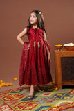 Kids formal clothes | Maroon & Gold | Formal 3 Piece Suit | Viscose Chambray Katan | KDD-03296