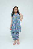 Kids Casual Dress | Blue & MultiColor | Casual 2 Piece Suit | Cotton Digital Lawn Printed | KAC-03526
