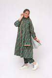 Girls Winter Dress | Bottle Green & Multicolor | Casual 3 Piece Suit  | Cotton Khaddar Printed | GAD-03648