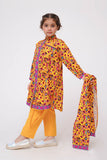 Kids Winter dress | Yellow & Multicolor | Casual 3 Piece Suit | Cotton Khaddar Printed | KAD-03643