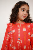 Kids Casual Maxi  | Peach & Multicolor | Casual Maxi | Cotton Lawn Printed | KAA-03483
