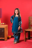 Kids formal clothes | Turquoise blue & Gold | Formal 3 Piece Suit | Viscose Chiffon | KDD-03242