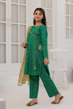 GBD-03057 | Turquoise Green & Golden | Casual Plus 3 Piece Suit | Cotton Jacquard