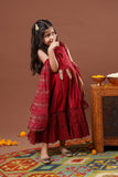 Kids formal clothes | Maroon & Gold | Formal 3 Piece Suit | Viscose Chambray Katan | KDD-03296