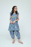 Kids Casual Dress | Blue & MultiColor | Casual 2 Piece Suit | Cotton Digital Lawn Printed | KAC-03526