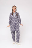 Girls Winter Dress | Grey & White | Casual 2 Piece Suit  |  Denim Jacquard | GAC-03575