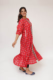 Women Eid Dress | Red & Multicolor | Casual Maxi | Cotton Lawn Printed | LAA-03503