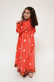 Kids Casual Maxi  | Peach & Multicolor | Casual Maxi | Cotton Lawn Printed | KAA-03483