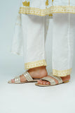 Women Casual Dress | White & Gold | Casual Plus 3 Piece Suit | Cotton Lawn Glitter Print | LBD-03518