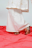 Kids Casual Dress | White & Gold | Casual 3 Piece Suit | Cotton Plain Emb | KAD-03510