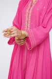 Women Winter Dress | Shocking Pink & Gold | Casual 3 Piece Suit | Cotton Masuri Karandi | LAD-03618