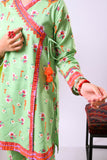 Girls Eid Dress | Perot Green & Multicolor | Casual 2 Piece Suit  | Cotton Lawn Printed | GAC-03378