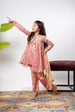 Kids formal clothes | Tea Pink & Gold | Formal 3 Piece Suit | Banarsi Masuri | KDD-03159
