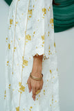 Women Casual Dress | White & Gold | Casual Plus 3 Piece Suit | Cotton Lawn Glitter Print | LBD-03518