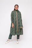 Girls Winter Dress | Bottle Green & Multicolor | Casual 3 Piece Suit  | Cotton Khaddar Printed | GAD-03648