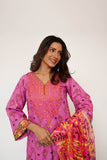 Women Casual Dress | Purple & Multicolor | Casual 3 Piece Suit | Cotton Lawn Printed | LAD-03436