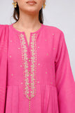 Women Winter Dress | Shocking Pink & Gold | Casual 3 Piece Suit | Cotton Masuri Karandi | LAD-03618