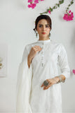 LAD-03114 | White & silver | Casual 3 Piece Suit | Plain Cotton
