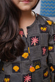 Kids Eid Dress | Black & Multicolor | Casual Plus 2 Piece Suit | Cotton Lawn Printed | KAC-03321
